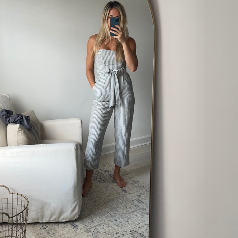Linen striped jumpsuit